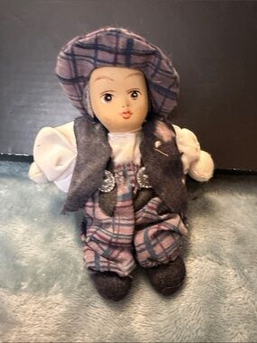 GANZ Plaid Doll in Pink and Gray Outfit